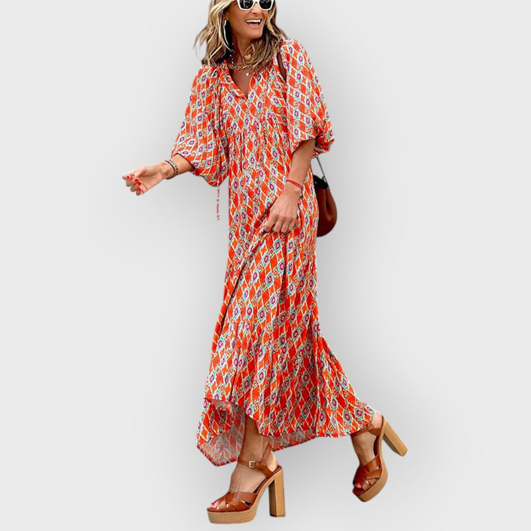 Lara - Bohemian Printed Maxi Dress