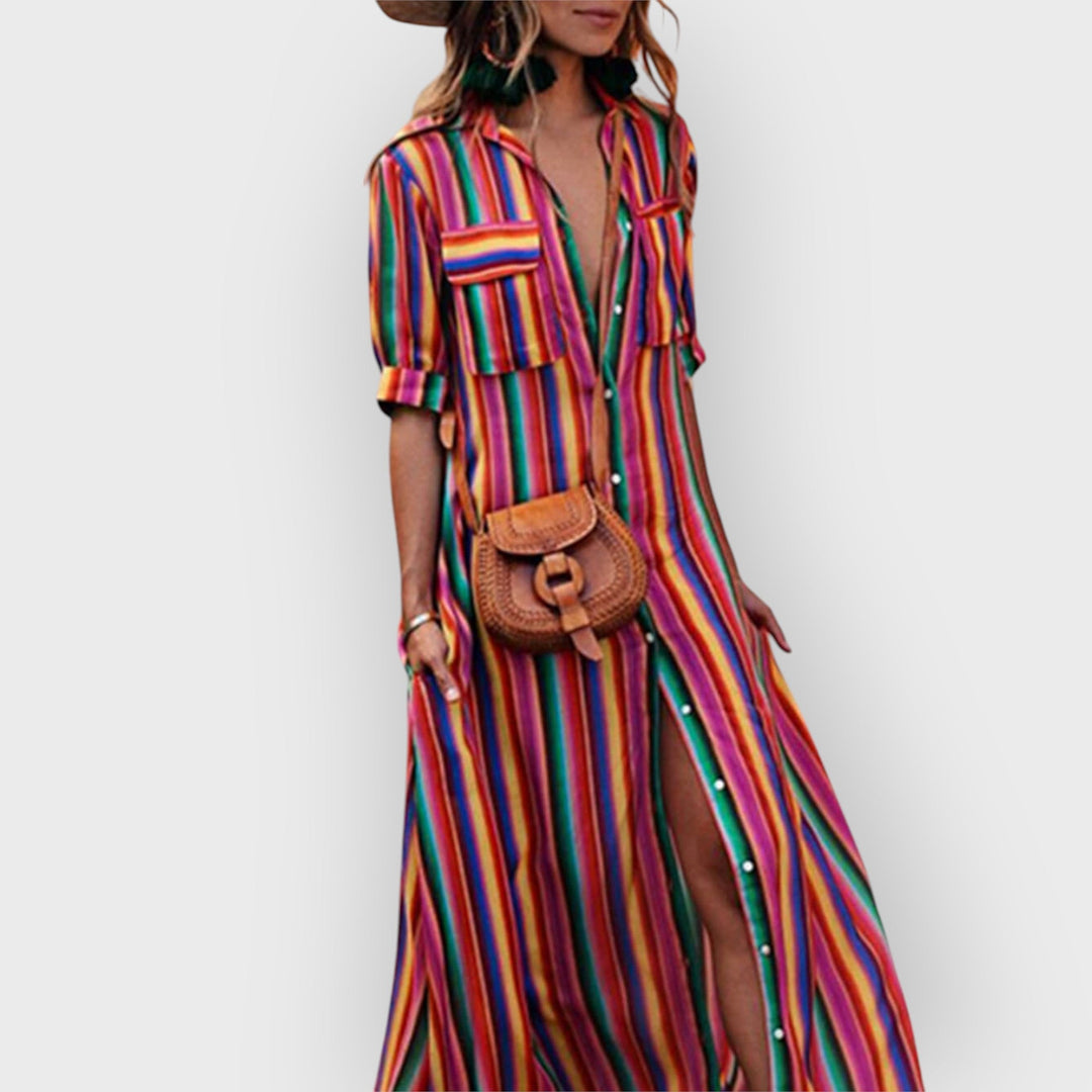 Lyra - Casual Striped Printed Maxi Skirt