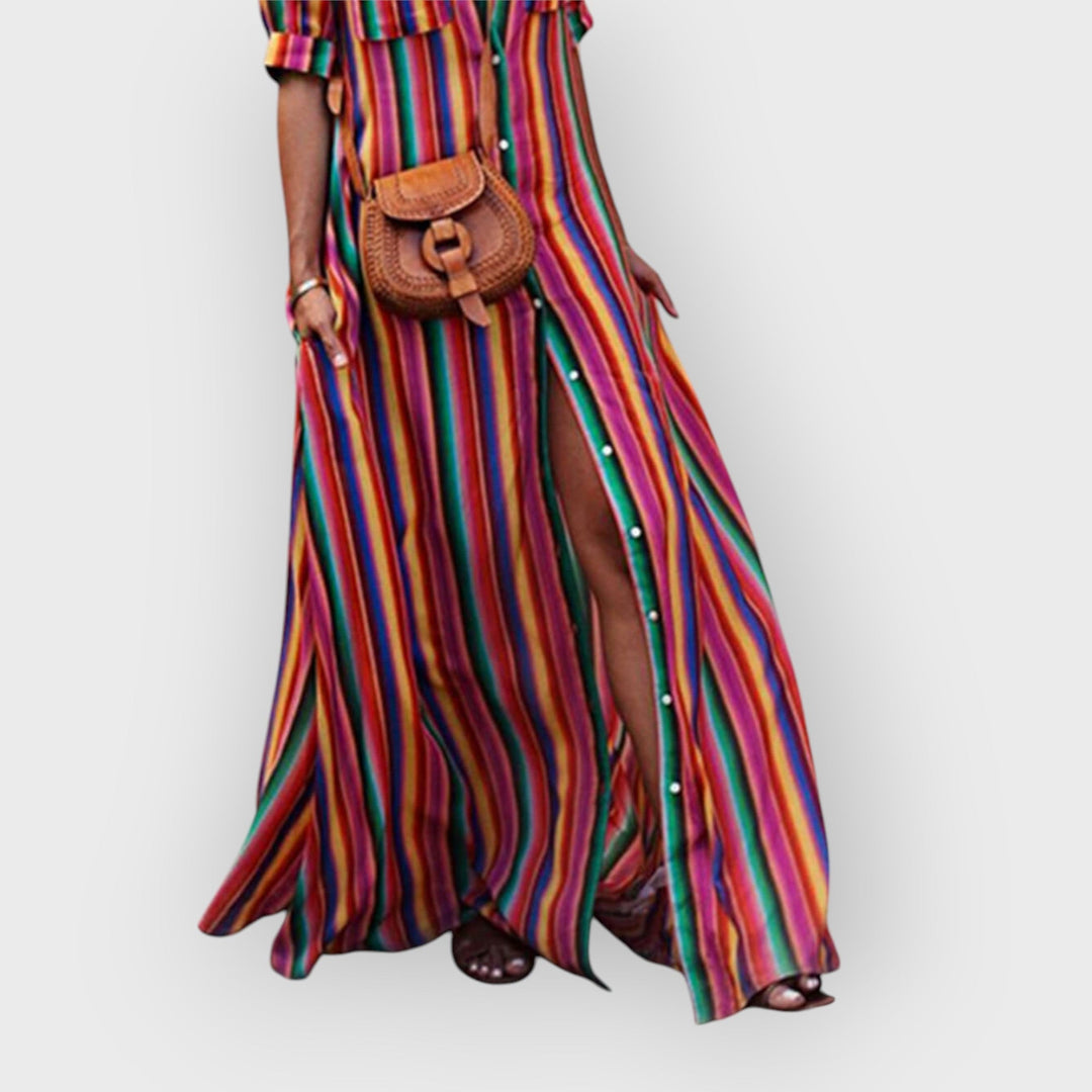 Lyra - Casual Striped Printed Maxi Skirt