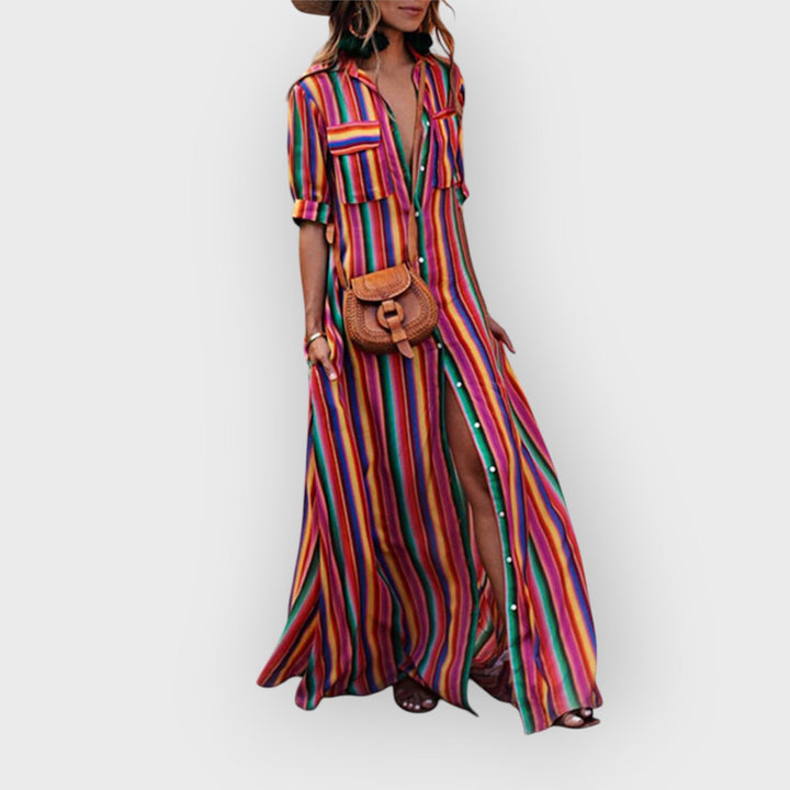 Lyra - Casual Striped Printed Maxi Skirt