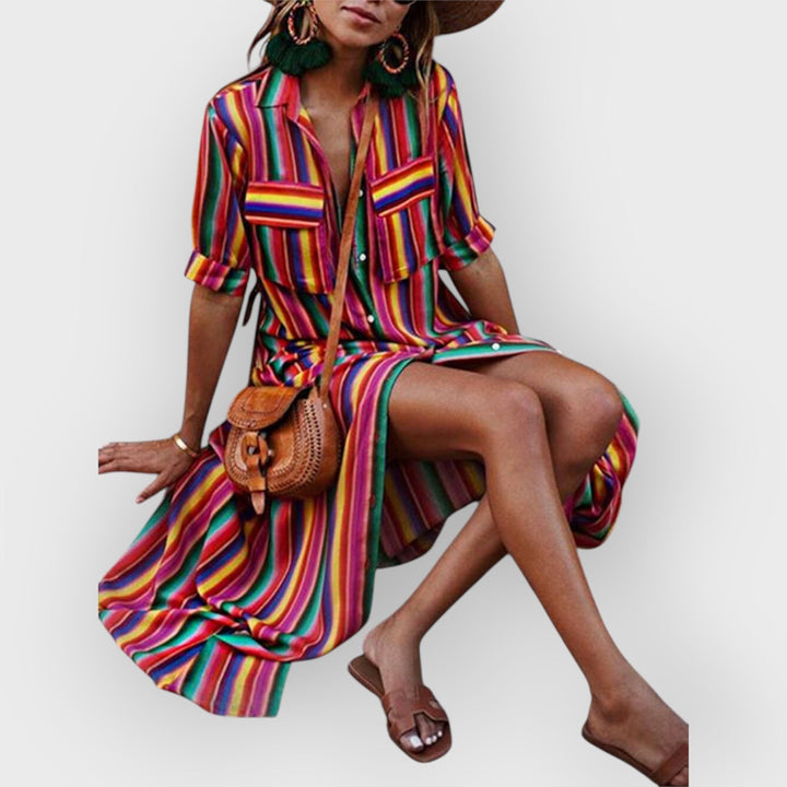 Lyra - Casual Striped Printed Maxi Skirt
