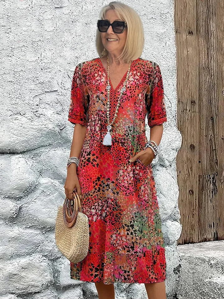 Samantha - Elegant Floral Midi Dress